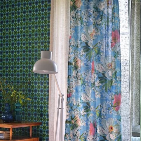 Peony Blossom Sky Fabric by Designers Guild 