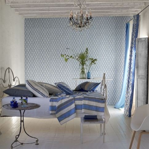 Pergola Trellis Cobalt Wallcovering by Designers Guild