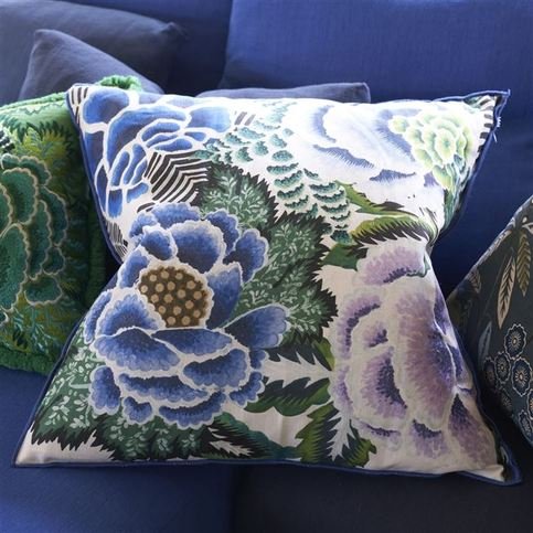 Rose De Damas Cobalt Cushion by Designers Guild