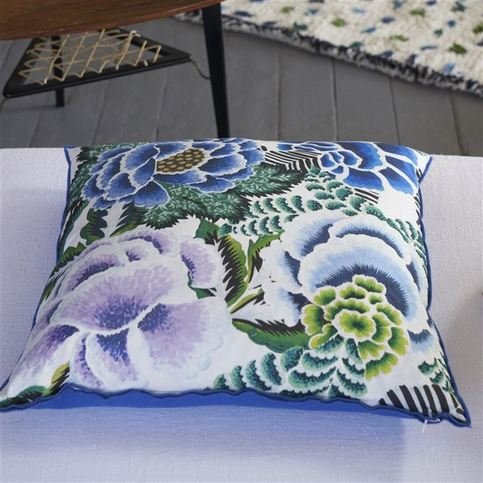 Rose De Damas Cobalt Cushion by Designers Guild