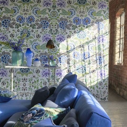Rose De Damas Cobalt Wallcovering by Designers Guild