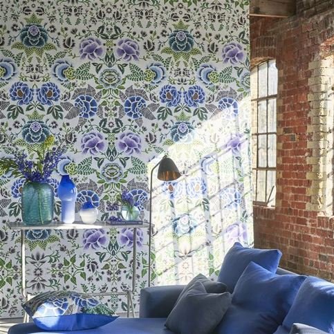 Rose De Damas Cobalt Wallcovering by Designers Guild