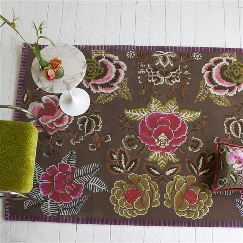 Rose De Damas Cranberry Rug by Designers Guild