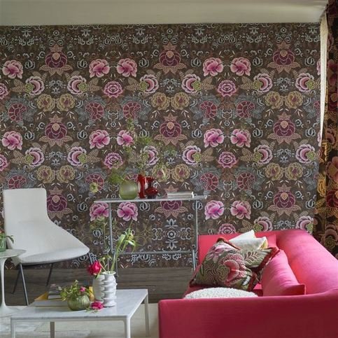 Rose De Damas Cranberry Wallcovering by Designers Guild