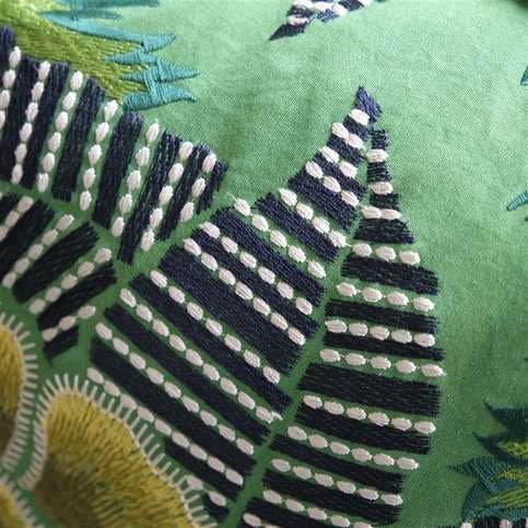 Rose De Damas Embroidered Jade Cushion by Designers Guild