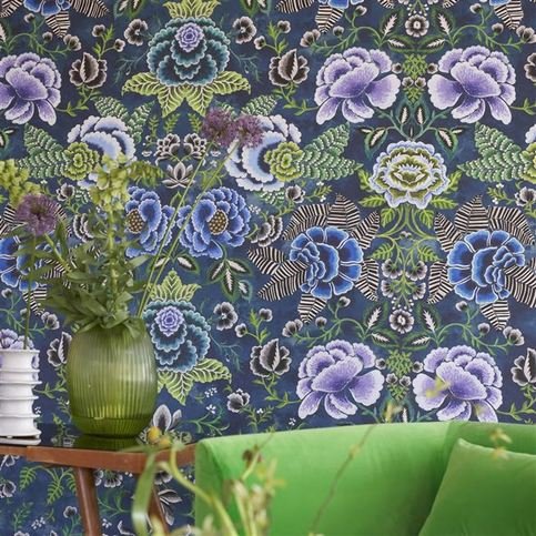 Rose De Damas Indigo Wallcovering by Designers Guild