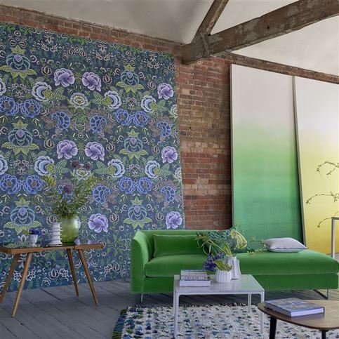Rose De Damas Indigo Wallcovering by Designers Guild