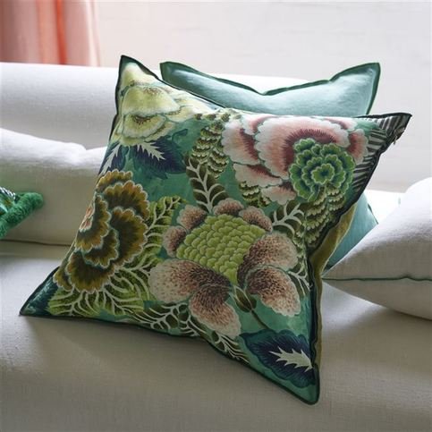 Rose De Damas Jade Cushion by Designers Guild