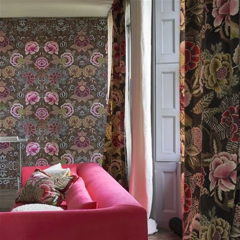 Rose De Damas Velours Cranberry Fabric by Designers Guild 