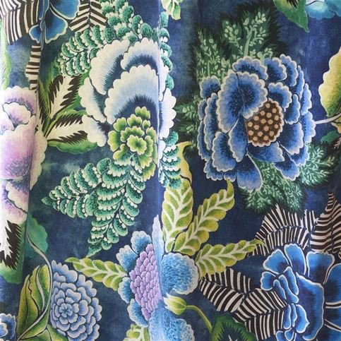 Rose De Damas Velours Indigo Fabric by Designers Guild 