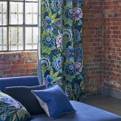 Rose De Damas Velours Indigo Fabric by Designers Guild 
