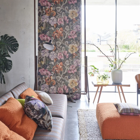 Tapestry Flower Damson Fabric by Designers Guild 