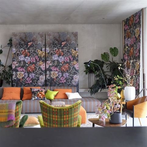 Tapestry Flower Damson Wallcovering by Designers Guild 