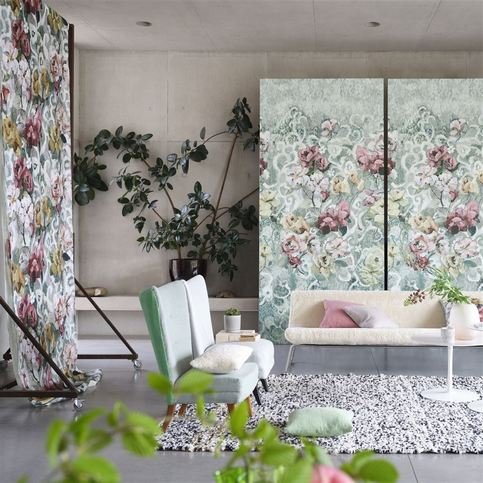 Tapestry Flower Eau de Nil Fabric by Designers Guild 