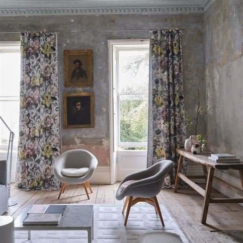 Tapestry Flower Platinum Fabric by Designers Guild 