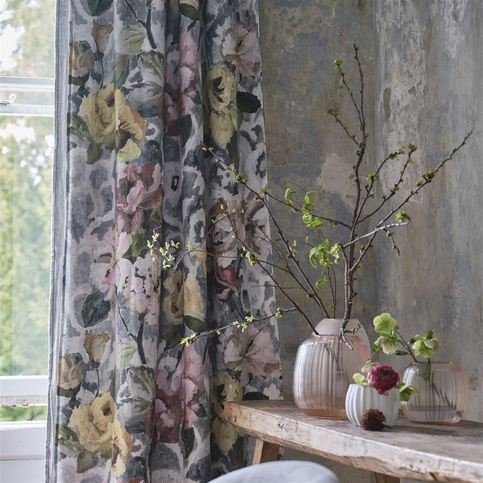 Tapestry Flower Platinum Fabric by Designers Guild 