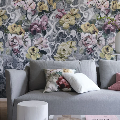 Tapestry Flower Platinum Wallcovering by Designers Guild 