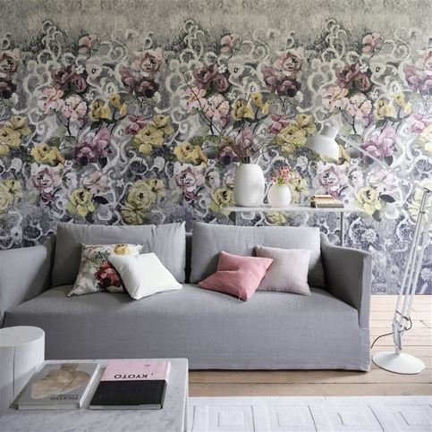Tapestry Flower Platinum Wallcovering by Designers Guild 