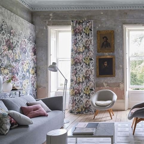Tapestry Flower Platinum Wallcovering by Designers Guild