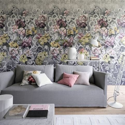 Tapestry Flower Platinum Wallcovering by Designers Guild