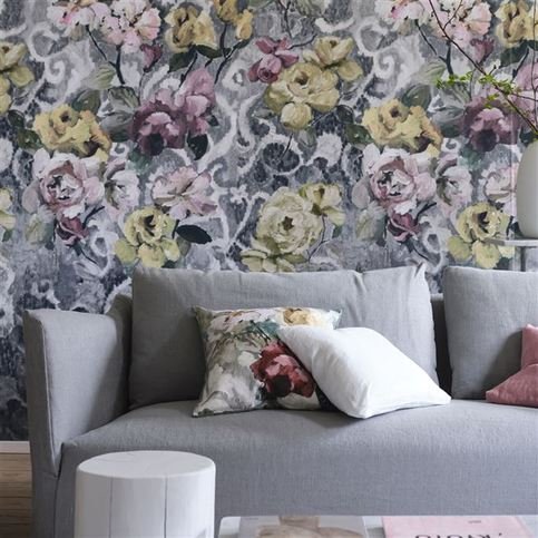 Tapestry Flower Platinum Wallcovering by Designers Guild