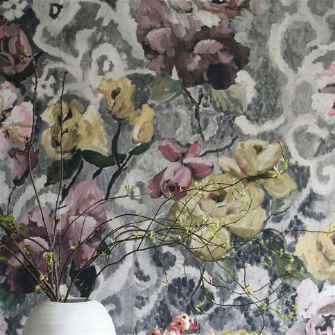 Tapestry Flower Platinum Wallcovering by Designers Guild