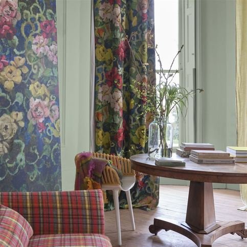 Tapestry Flower Vintage Green Fabric by Designers Guild 