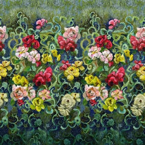 Tapestry Flower Vintage Green Wallcovering by Designers Guild 