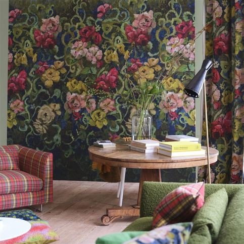 Tapestry Flower Vintage Green Wallcovering by Designers Guild 