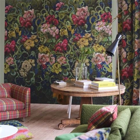 Tapestry Flower Vintage Green Wallcovering by Designers Guild