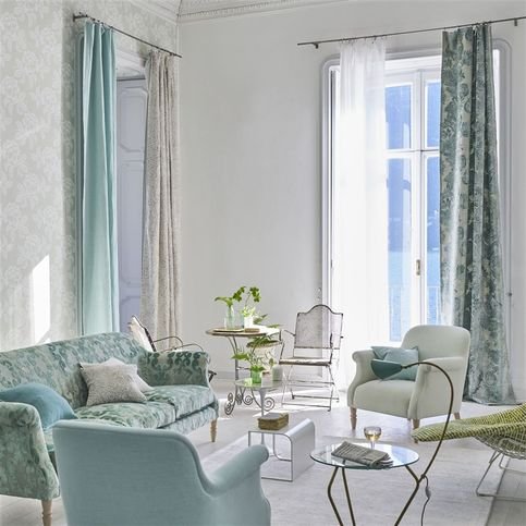 Zanfirico Duck Egg Fabric by Designers Guild 