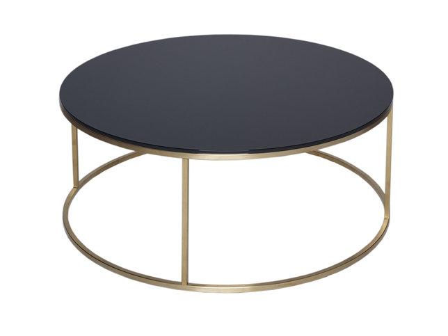 Kensal Black and Brass Circular Coffee Table by Gillmore Space