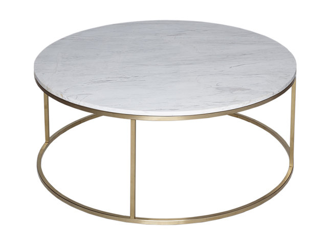 Kensal Marble and Brass Circular Coffee Table by Gillmore Space