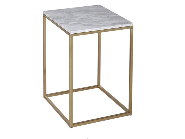 Kensal Marble and Brass Square Side Table by Gillmore Space