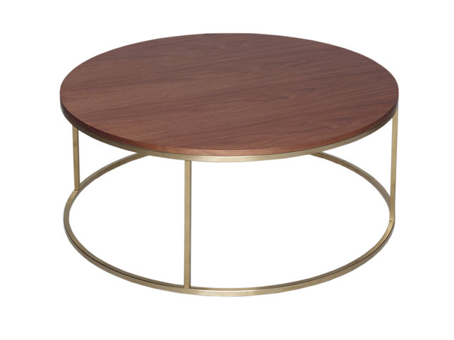Kensal Walnut and Brass Circular Coffee Table by Gillmore Space