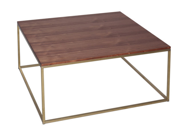 Kensal Walnut and Brass Square Coffee Table by Gillmore Space