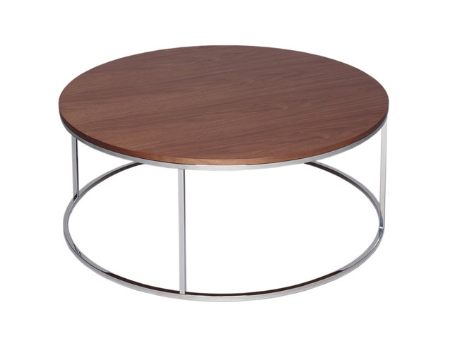Kensal Walnut and Steel Circular Coffee Table by Gillmore Space