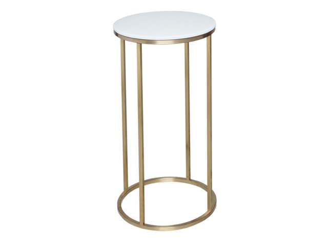 Kensal White and Brass Circular Lamp Stand by Gillmore Space