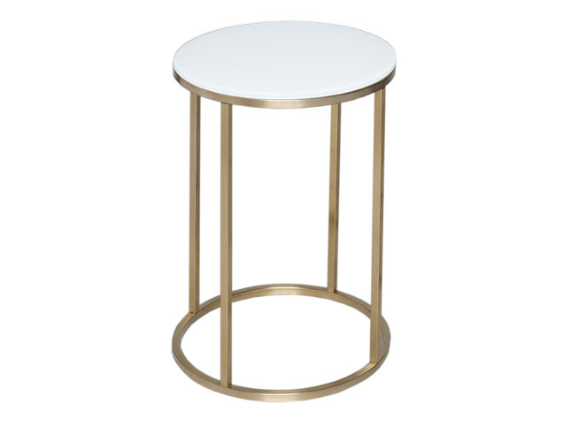 Kensal White and Brass Circular Side Table by Gillmore Space