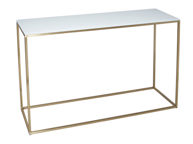 Kensal White and Brass Console Table by Gillmore Space