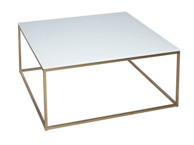 Kensal White and Brass Square Coffee Table by Gillmore Space