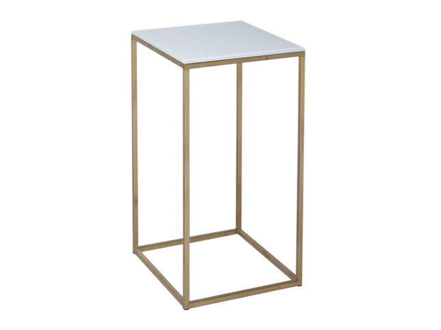 Kensal White and Brass Square Lamp Stand by Gillmore Space