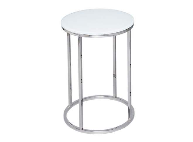 Kensal White and Steel Circular Side Table by Gillmore Space
