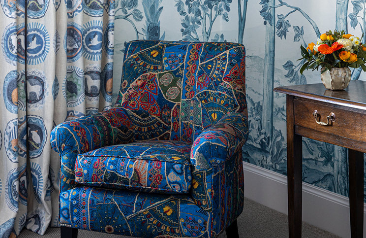 Front Row Jewel Blue Fabric by GP & J Baker X Kit Kemp
