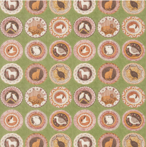 Robina's Dinner Party Green Fabric by GP & J Baker X Kit Kemp