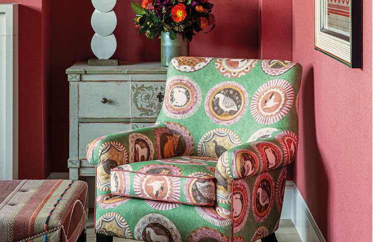 Robina's Dinner Party Green Fabric by GP & J Baker X Kit Kemp
