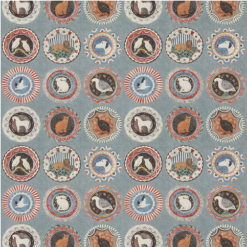 Robina's Dinner Party Teal Fabric by GP & J Baker X Kit Kemp