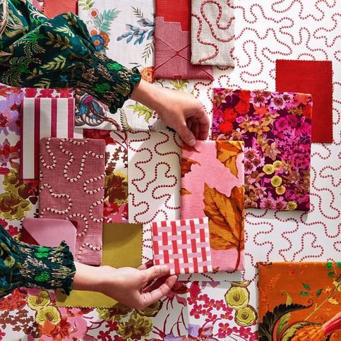 Basket Weave Coral/Rose Fabric by Harlequin X Sophie Robinson