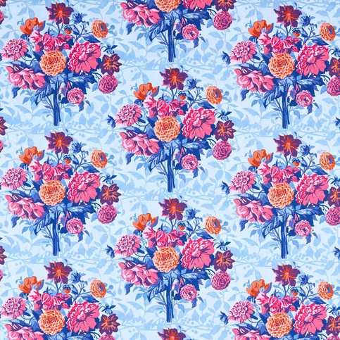 Dahlia Bunch Lapis/Carnelian/Spinel Fabric by Harlequin X Sophie Robinson