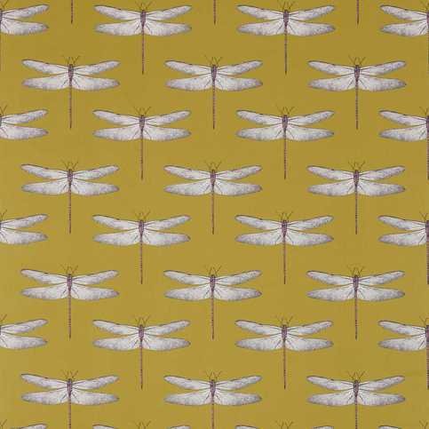 Demoiselle Chartreuse/Grape Fabric by Harlequin